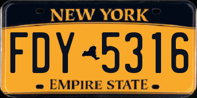 NY license plate FDY5316