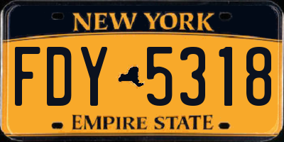 NY license plate FDY5318