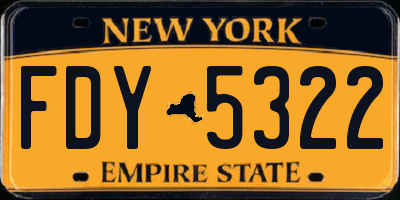 NY license plate FDY5322