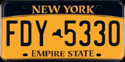 NY license plate FDY5330