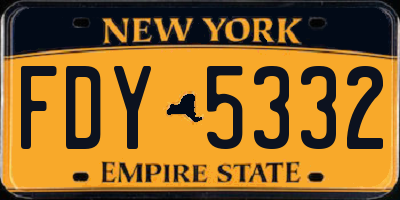 NY license plate FDY5332