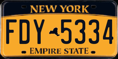 NY license plate FDY5334