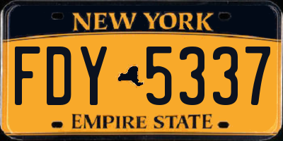 NY license plate FDY5337