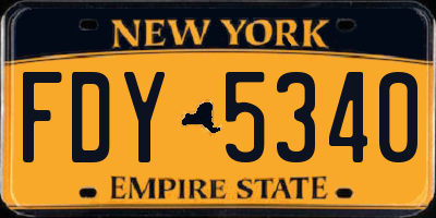 NY license plate FDY5340