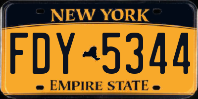 NY license plate FDY5344
