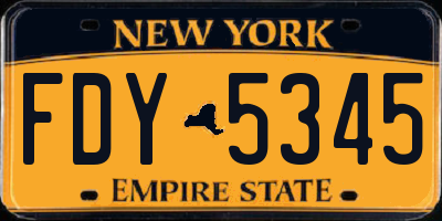 NY license plate FDY5345