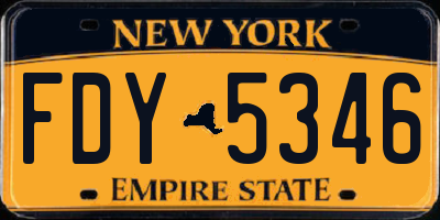 NY license plate FDY5346