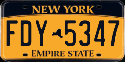 NY license plate FDY5347