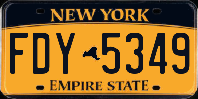 NY license plate FDY5349