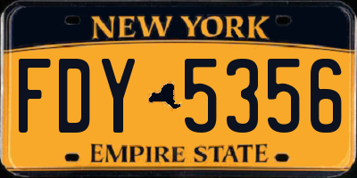 NY license plate FDY5356