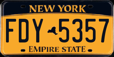 NY license plate FDY5357