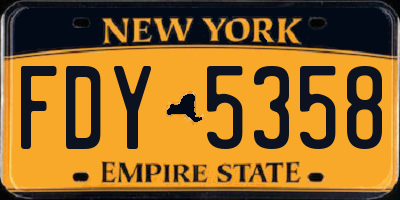 NY license plate FDY5358