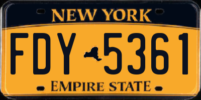 NY license plate FDY5361
