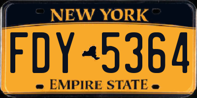 NY license plate FDY5364