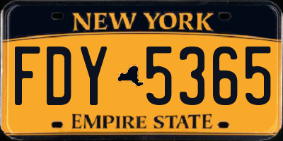 NY license plate FDY5365