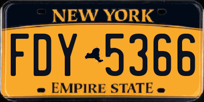 NY license plate FDY5366