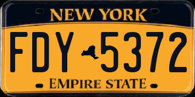 NY license plate FDY5372