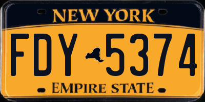 NY license plate FDY5374