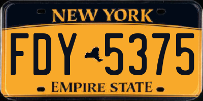 NY license plate FDY5375