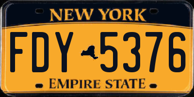NY license plate FDY5376