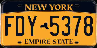 NY license plate FDY5378