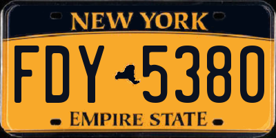NY license plate FDY5380