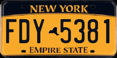 NY license plate FDY5381