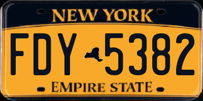 NY license plate FDY5382