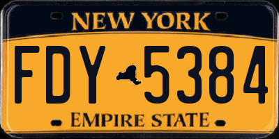 NY license plate FDY5384