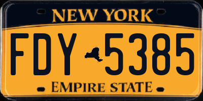 NY license plate FDY5385