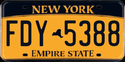 NY license plate FDY5388
