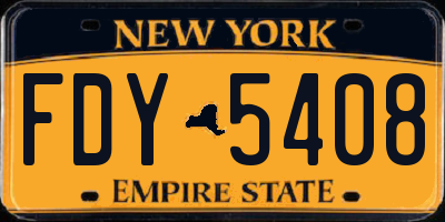 NY license plate FDY5408