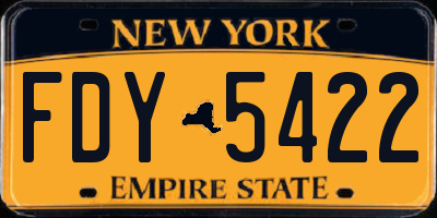 NY license plate FDY5422