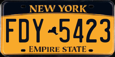 NY license plate FDY5423