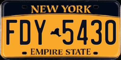 NY license plate FDY5430