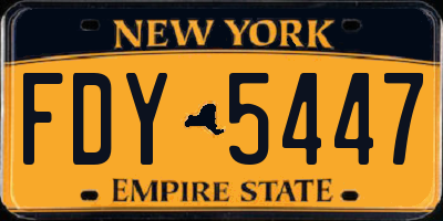 NY license plate FDY5447