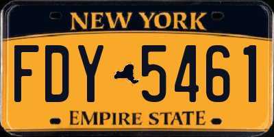 NY license plate FDY5461