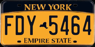 NY license plate FDY5464