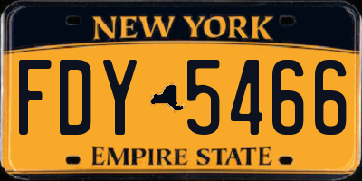 NY license plate FDY5466