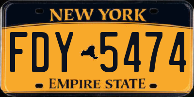 NY license plate FDY5474