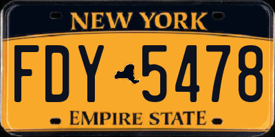 NY license plate FDY5478