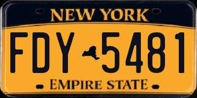 NY license plate FDY5481