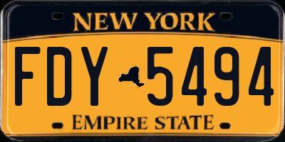 NY license plate FDY5494