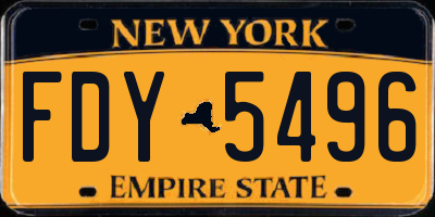 NY license plate FDY5496