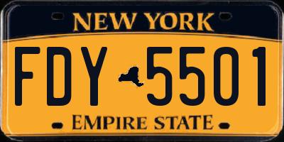 NY license plate FDY5501