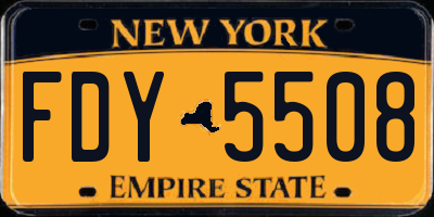 NY license plate FDY5508