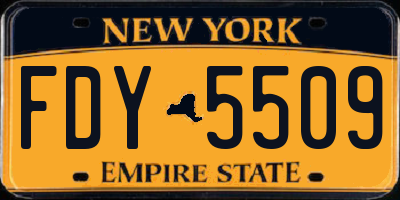 NY license plate FDY5509