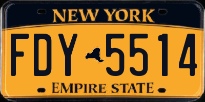 NY license plate FDY5514