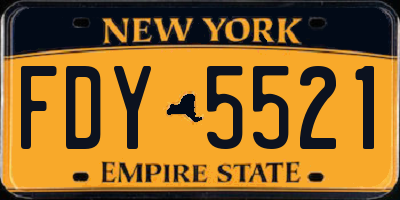 NY license plate FDY5521