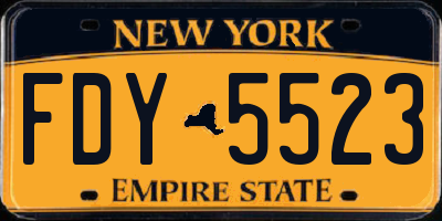NY license plate FDY5523